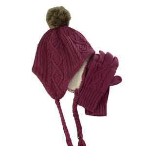 Hanna Andersson purple hat and gloves size large